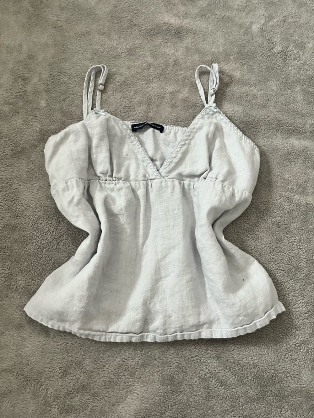 Brandy Melville Light blue Linen Cami with V-Neck